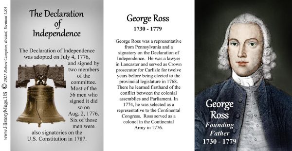 George Ross, Declaration of Independence signatory biographical history mug tri-panel.