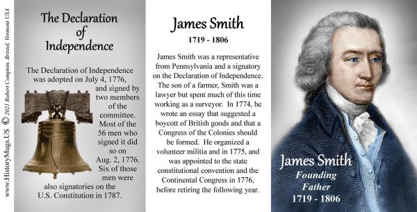 James Smith, Declaration of Independence signatory biographical history mug tri-panel.