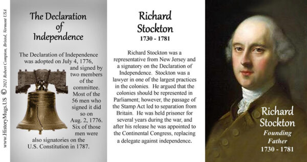 Richard Stockton Declaration of Independence signatory history mug tri-panel.