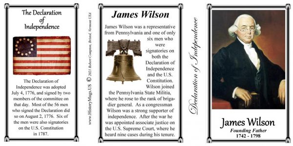 James Wilson, signatory on the Declaration of Independence biographical history mug tri-panel.