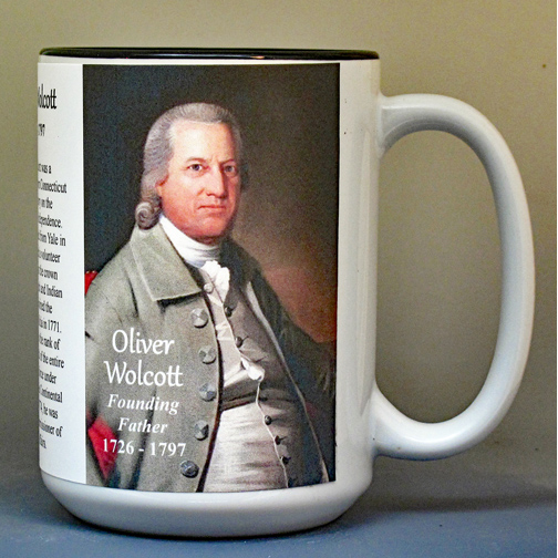 Oliver Wolcott, Declaration of Independence signatory biographical history mug.