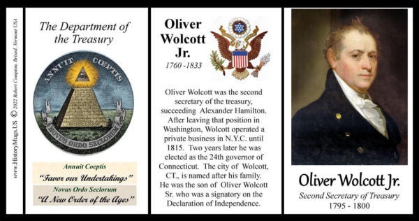 Oliver Wolcott, Jr. US Secretary of Treasury history mug tri-panel.