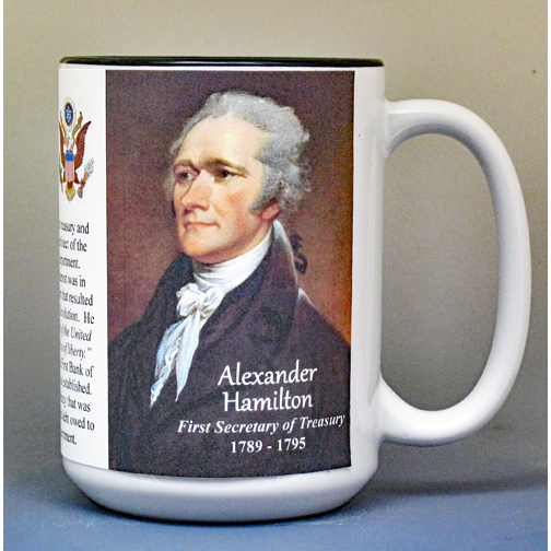 Alexander Hamilton, US Secretary of the Treasury biographical history mug.