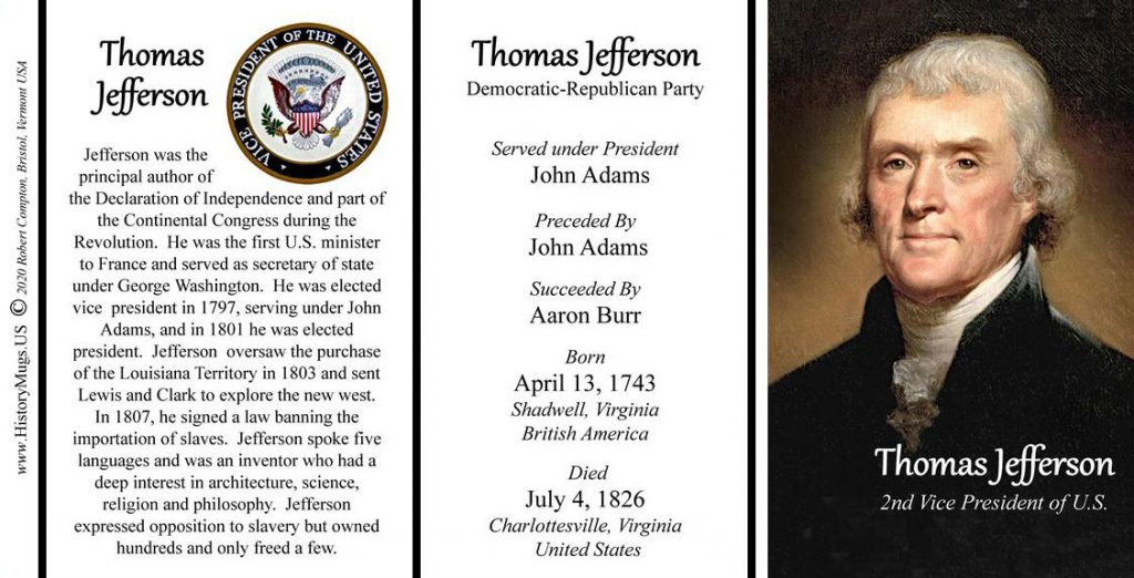 02- 2nd US Vice President Thomas Jefferson - HistoryMugs.us