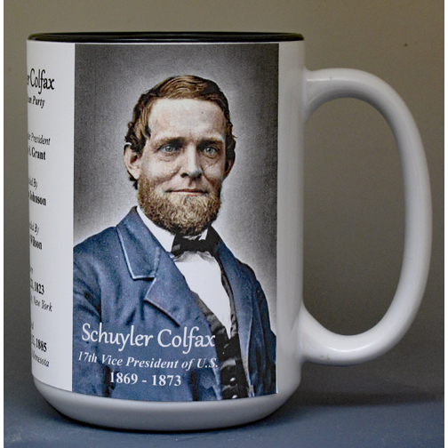 Schuyler Colfax, US Vice President biographical history mug.