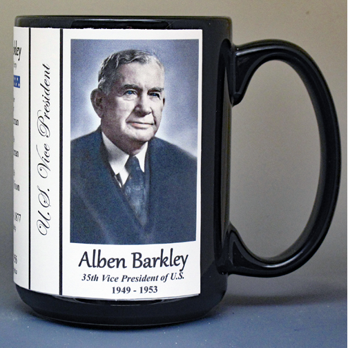 Alben Barkley, 35th US Vice President biographical history mug.