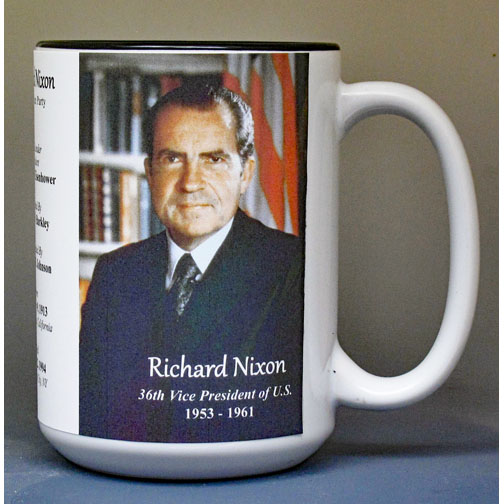 Richard Nixon, US Vice President biographical history mug.
