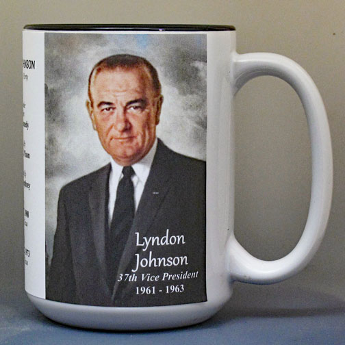 Lyndon B. Johnson, US Vice President biographical history mug.