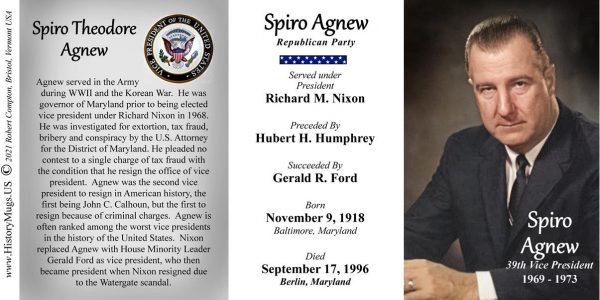 Spiro Agnew, US Vice President biographical history mug tri-panel.