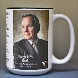 George H.W. Bush, US Vice President biographical history mug.