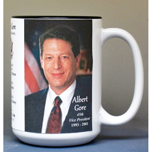 Al Gore, US Vice President biographical history mug.