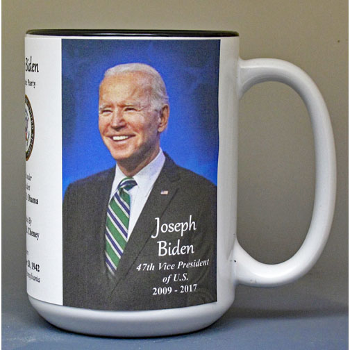 Joe Biden, US Vice President biographical history mug.
