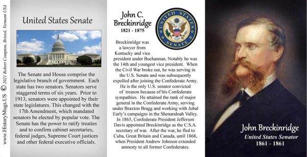 John Breckinridge, US Senator biographical history mug tri-panel.
