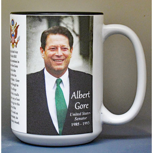Al Gore, US Senator biographical history mug.