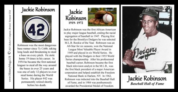 Jackie Robinson baseball biographical history mug.