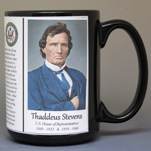 Thaddeus Stevens, US Representative biographical history mug.