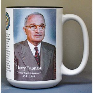 Harry Truman, US Senator biographical history mug.