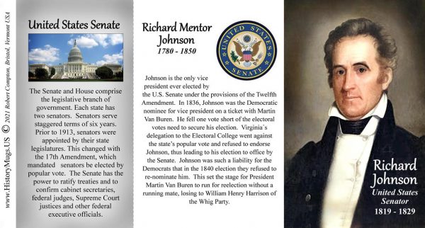 Richard Johnson, US Senator biographical history mug tri-panel.