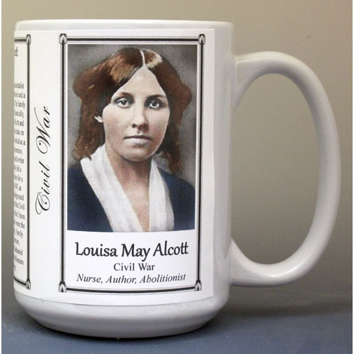 Louisa May Alcott, Civil War biographical history mug.