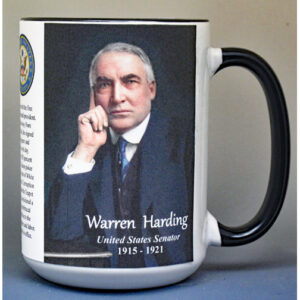 Warren Harding, US Senator biographical history mug.