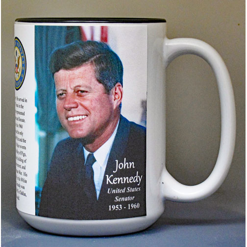 John F. Kennedy, US Senator biographical history mug.