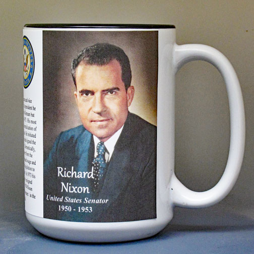 Richard Nixon, US Senator biographical history mug.