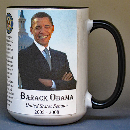 US Senator Barack Obama biographical history mug.