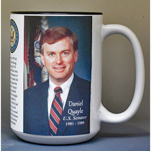 Dan Quayle, US Senator biographical history mug.