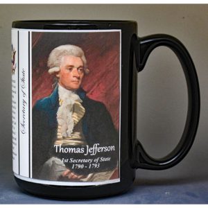 Thomas Jefferson, US Secretary of State biographical history mug.