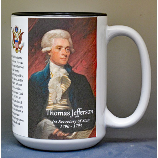 Thomas Jefferson, US Secretary of State biographical history mug.