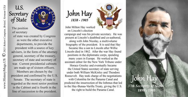 John Hay, US Secretary of State biographical history mug tri-panel.