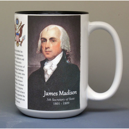 James Madison, US Secretary of State biographical history mug.