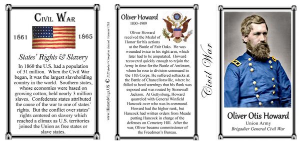 Oliver Howard, Civil War Union Army history mug tri-panel.