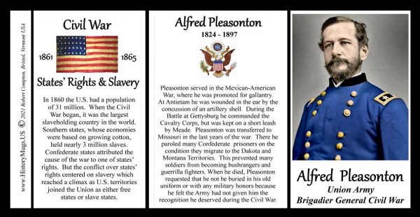 Alfred Pleasonton, Brigadier General Union Army, US Civil War biographical history mug tri-panel.
