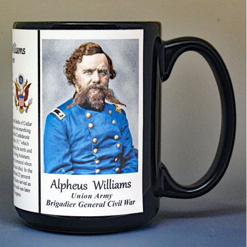 Alpheus Williams, Brigadier General Union Army, US Civil War biographical history mug.