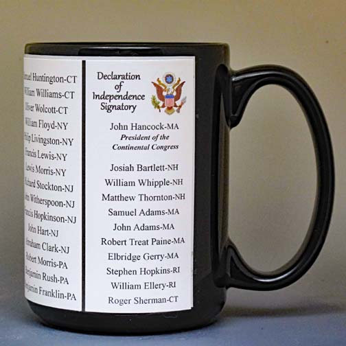 All of the Declaration of Independence Signatories biographical history mug.