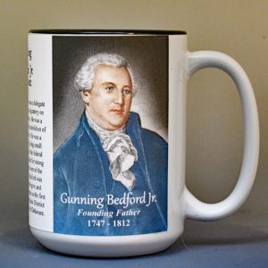 Gunning Bedford Jr., US Constitution signatory biographical history mug.