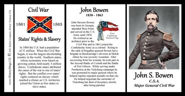 John Bowen, US Civil War biographical history mug tri-panel.