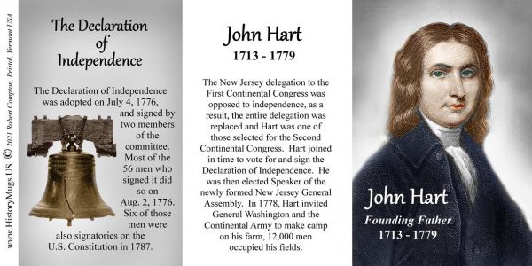 John Hart, Declaration of Independence signatory biographical history mug tri-panel.