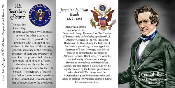 Jeremiah Black, US Secretary of State biographical history mug tri-panel.
