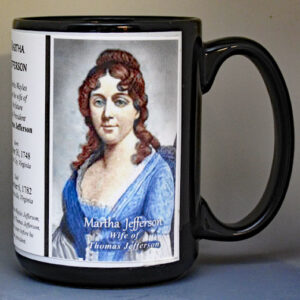 Martha Jefferson, wife of Thomas Jefferson, biographical history mug.
