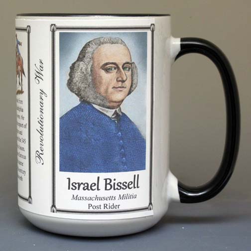 Israel Bissell, Revolutionary War biographical history mug.