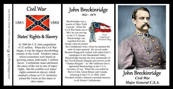 John Breckinridge, US Civil War biographical history mug tri-panel.