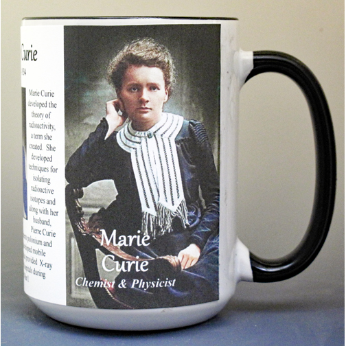 Marie Curie, science & inventions biographical history mug.