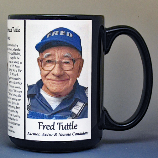 Fred Tuttle, Vermont biographical history mug.