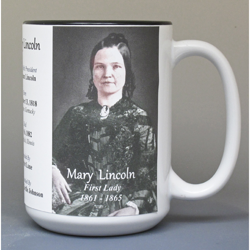 Mary Lincoln, US First Lady biographical history mug.