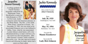 Jacqueline Kennedy US First Lady biographical history mug tri-panel.