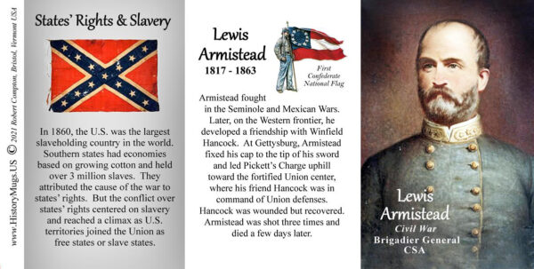 Lewis Armistead, US Civil War biographical history mug tri-panel.