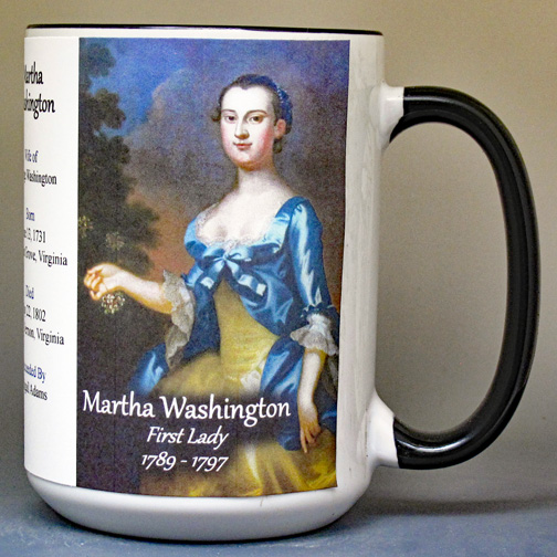 Martha Washington, US First Lady biographical history mug.