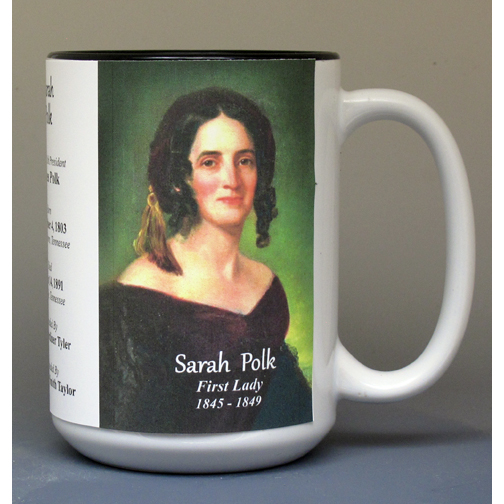 Sarah Polk, US First Lady biographical history mug.